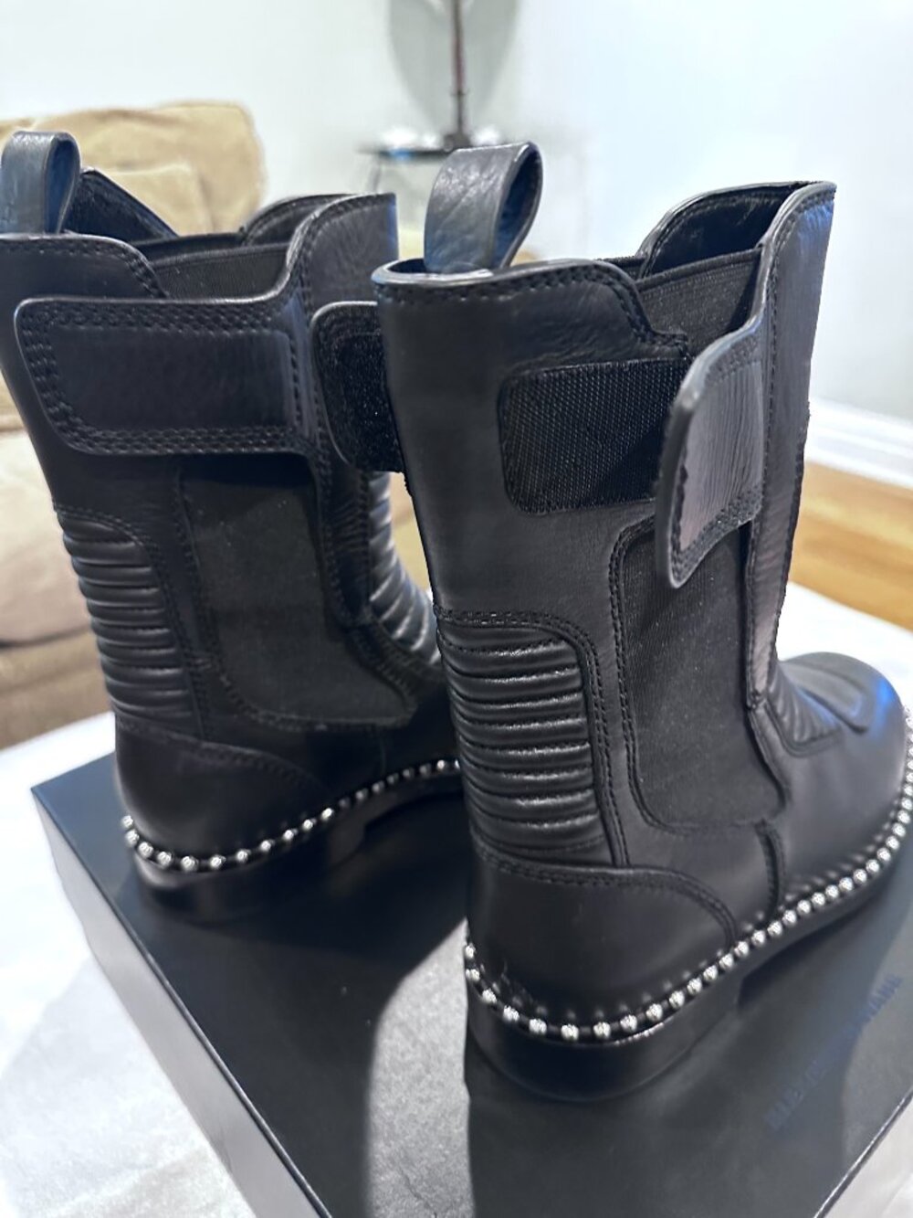 Brand New in Box Alexander Wang Black Leather Boots, Size 38 - Picture 7 of 14